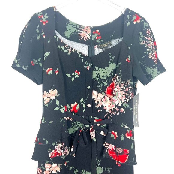 NWT Stop Staring Vital Bodycon Retro Midi Dress. Black/Red Poppy Print. Size XL - Picture 3 of 16